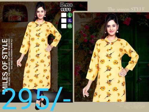 Fancy Printed Yellow Color Kurti