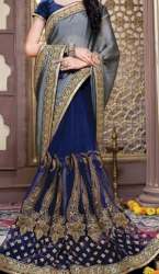 Anarkali style net saree