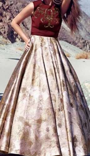 silk printed gown by Vivaah Surat