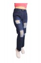 Dark Blue Distressed Boyfriend Jeans Women thumb 1