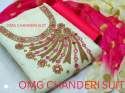 Chanderi khatli Handwork salwar suit thumb 6