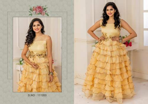 Designer gown with embroidery