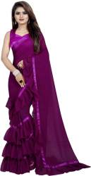 Fancy Desiner Plain Ruffle saree