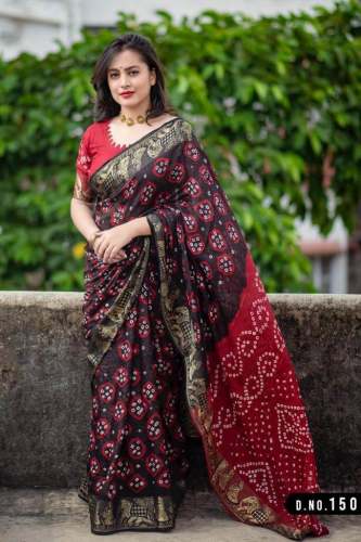 BANDHANI SAREE-2_BLACK by omkara fashion