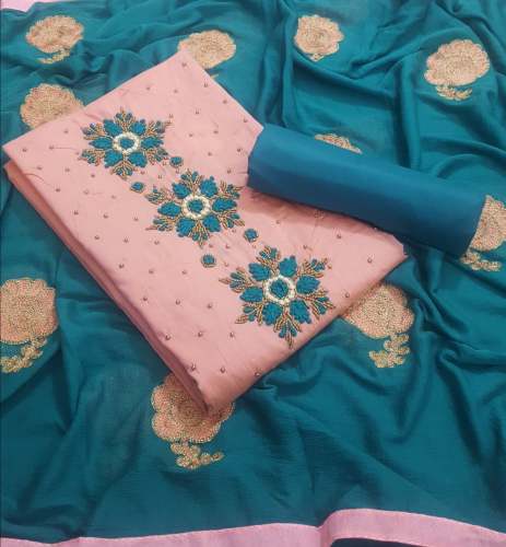 Chanderi embroidery dress material