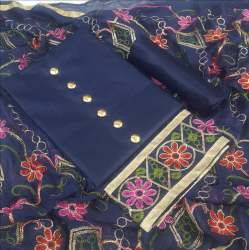 plain dress material with embroidery 