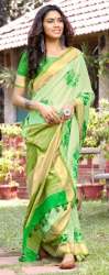Pista Green Printed Silk Saree