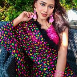 Printed fusfus Saree