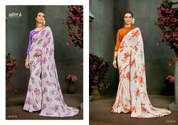 ANTRA LIFESTYLE WHITE DIAMOND PRINTED SAREE