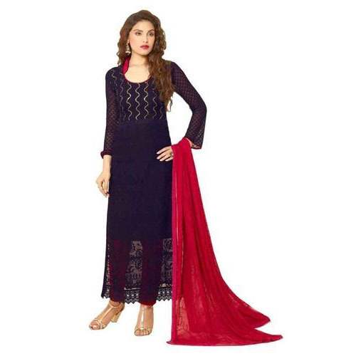 Blue and Red Stitched Suit