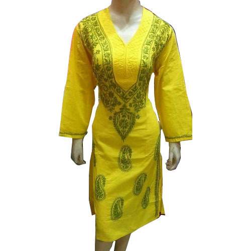 Designer Cotton Yellow Kurti