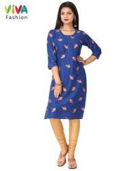Ladies Hand Block Gold Print Kurti