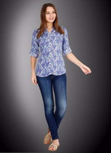 Casual Wear Ladies Purple Cotton Shirt  by SK Ventures