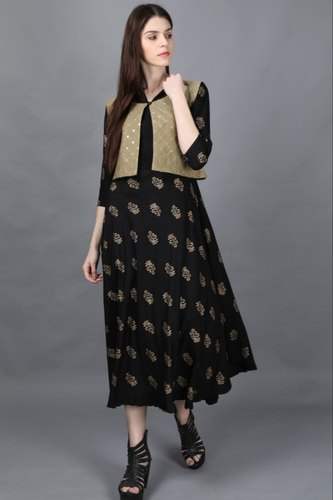 Fancy Jacket Style Rayon Kurti