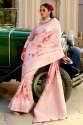 Pink Floral Saree thumb 1