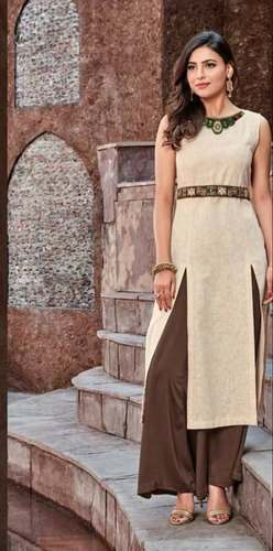 Designer Linen Front Slit Kurti