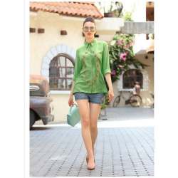 Green Fancy Rayon Top