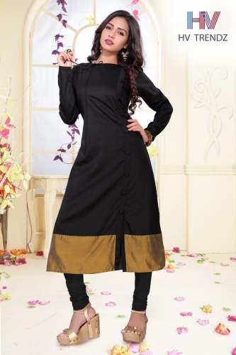 Women's Black Color Silk Kurti by K J Textiles