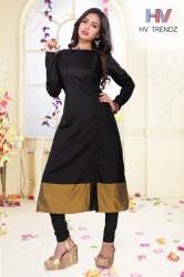 Women's Black Color Silk Kurti