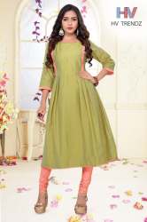 Women's MultiColor Two Tone Silk Kurti