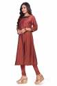 Women's Orange Color Silk Kurti thumb 1