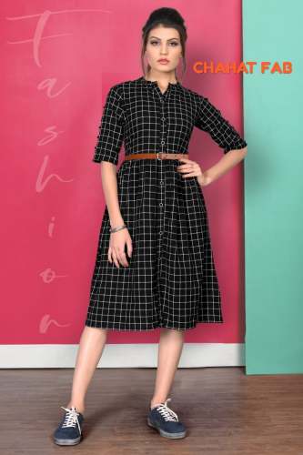 Cotton fabric checks printed kurti