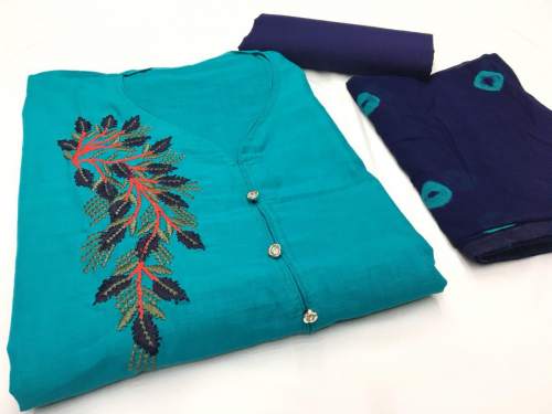 Cotton slab embroidered dress materials