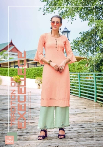 Designer reyon embroidery work plaza-kurti