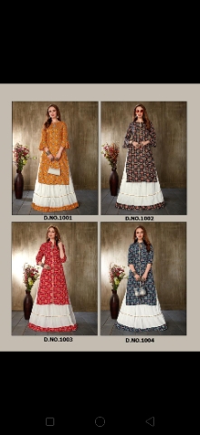 kurti with sarara style lehenga