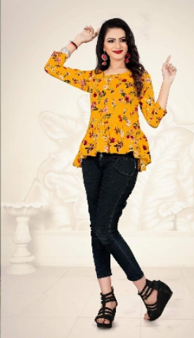 Latest premium digital print crepe western top