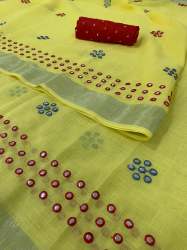 Mirror work linen saree - 503 