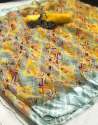 Printed linen saree with satin border  thumb 2