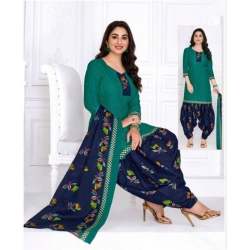 Printed Cotton Punjabi Dress Material for Ladies