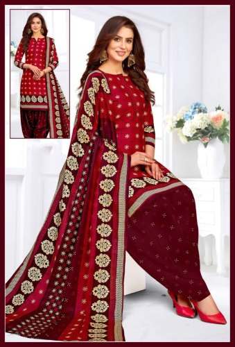 Unstitched Cotton Patiala Suit Material  by MS Shatrangi Fashions