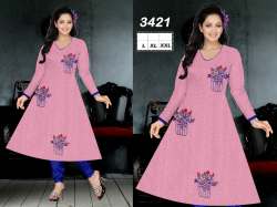 Fancy Pink Flower Printed Kurti 3421