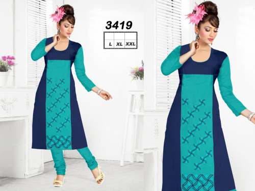 Green and Blue Long Sleeve Kurti 3419 by Vikrant Industries ValouR