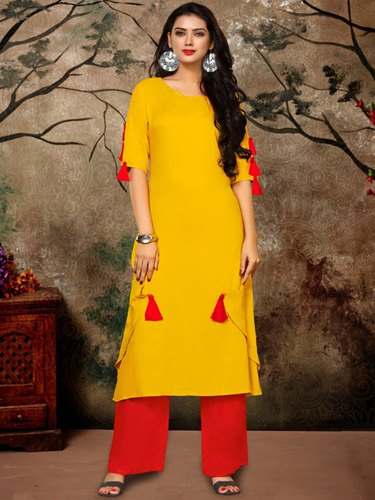 Ladies Yellow Rayon Kurti