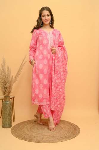 K1253 Cotton Kurti Pant set by Keeyara exports