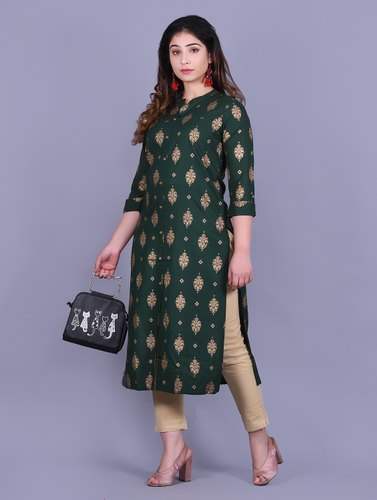 K407 Stripped Rayon Straight kurti by Keeyara exports