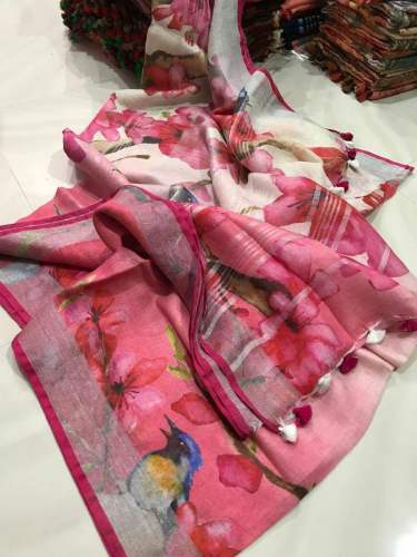 Printed linen sarees  by Siri designers