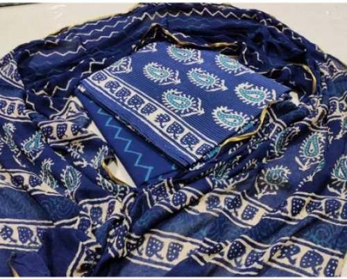 Bagru Hand Block Print Katha Work Dress Materials