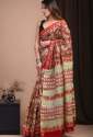 Block Printed Maheshwari Silk Saree thumb 1