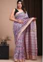 Block Printed Maheshwari Silk Saree thumb 2