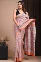 Block Printed Maheshwari Silk Saree thumb 3
