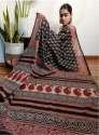 Hand Block Indigo Dabu Print Cotton Mulmul Saree. thumb 2