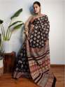 Hand Block Indigo Dabu Print Cotton Mulmul Saree. thumb 4