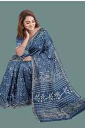 Hand Block Print Cotton Kota Doria Saree 