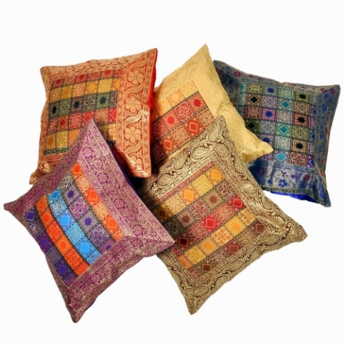 Cushion cover multi brocade 16 x 16 inches
