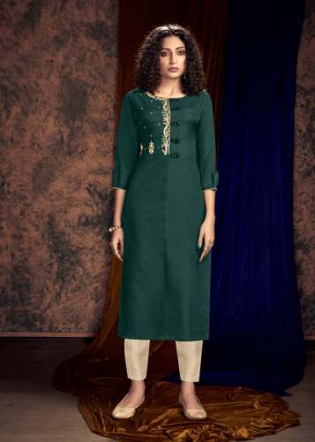 Green Khadi silk kurti  by Indian Wedding Market