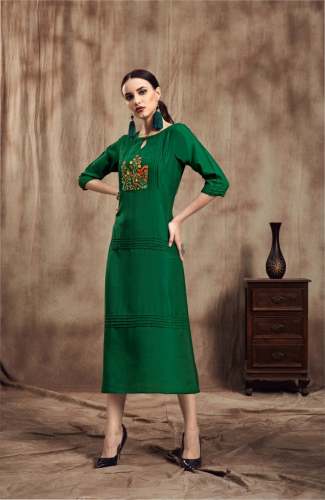 Muslin green kurti with embroidery work by Indian Wedding Market